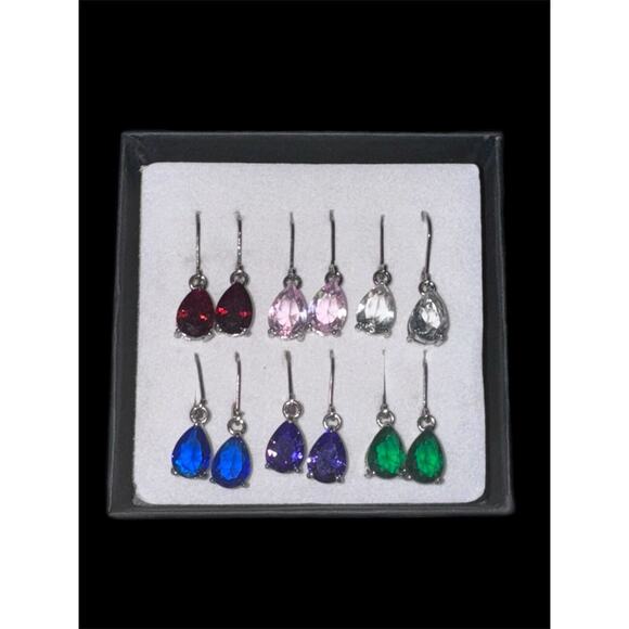 The Skyline Collection Multi Color Cubic Zirconia Earrings Set Of 6 New In Box - Picture 1 of 3